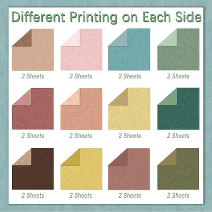 24 Sheets Scrapbook Paper 12" Double-Sided Photo Backdrop Bohemian Patterned (Boho Design F)