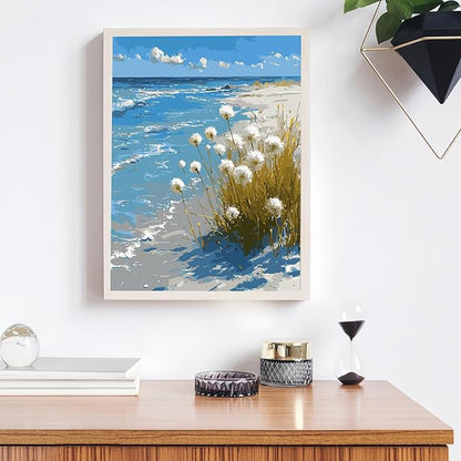 Mosaflare Paint by Numbers for Adults Beginner, Beach Dandelion Adult Paint by Number Kits on Canvas, DIY Acrylic Oil Easy Painting by Numbers for Home Wall Decor 16X20 inch (Without Frame)