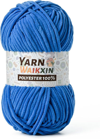 Soft Chenille Yarn for Crocheting, Fluffy Chunky Crochet Yarn for Baby Blanket, (1.76oz/65.6yds) Fuzzy Velvet Yarn for Amigurumi&DIY Puzzle、Crafts、Scarf(Blue)