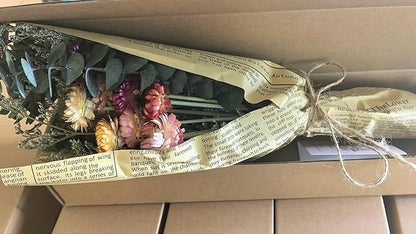 Dried Daisy Flower Bouquet with Eucalyptus, Babies Breath, Used for Home Farmhouse Decor, Table Decor Real Dried Flowers for vase, Gift for Mother Friend. 16.5 Inches