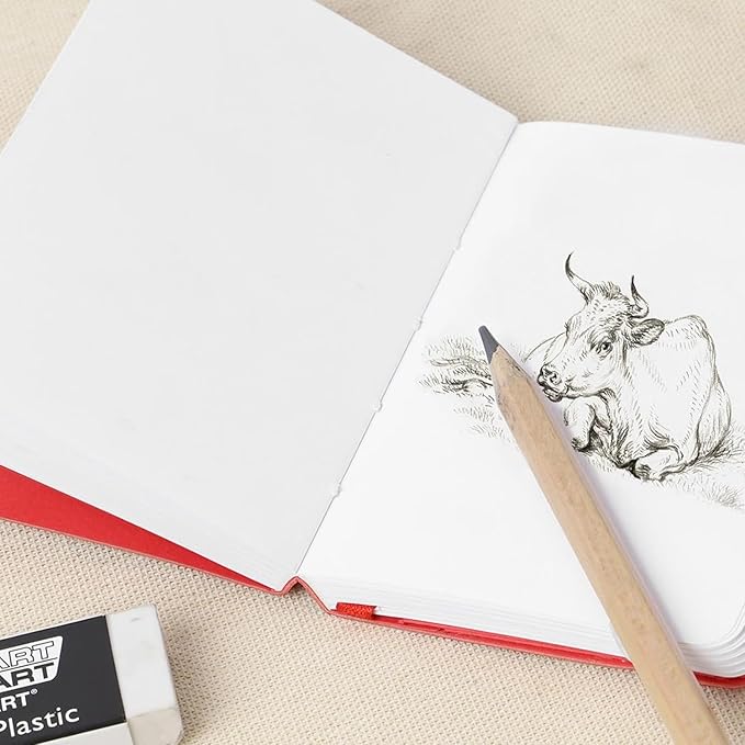 Pro Art Premier Sketch Book Travel 8"x 6" White 74lb Red 80 Sheets, Sketch Book, Sketchbook, Drawing Pad, Pad, Drawing Paper, Art Book, Paper, Sketchbook for