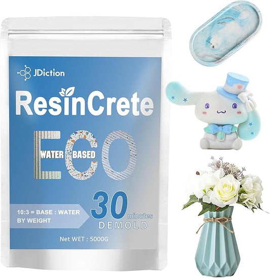 JDiction ResinCrete, 5000G Water-Based Eco-Friendly Formula, 20-30 Minutes Demold Fast Curing Eco Casting for Beginners, Mineral Casting Powder, Easy Mix for DIY Home Art