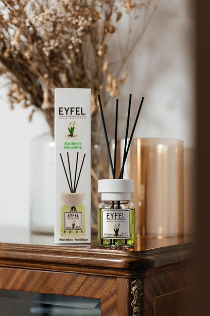 EYFEL Snowdrop Reed Diffuser Set - 4.05 fl oz, Bathroom & Home Scented Sticks