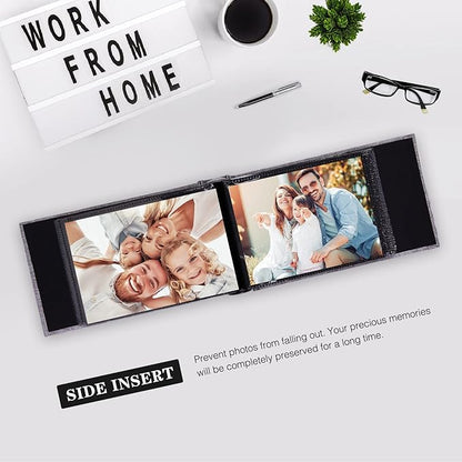 Mublalbum Small Photo Album 4x6 100 Photos Linen Cover Picture Book with Horizontal Pockets for Wedding Family Anniversary and Baby (White)