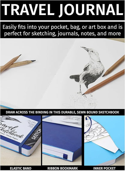 Pro Art Premier Sketch Book Travel 4"x 3" White 74lb Royal Blue 80 Sheets, Sketch Book, Sketchbook, Drawing Pad, Pad, Drawing Paper, Art Book, Paper, Sketchbook for