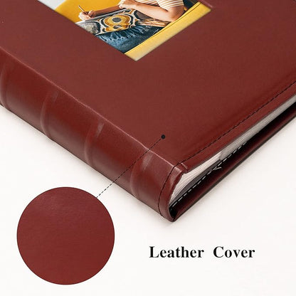 Vienrose Photo Album 4x6 300 Photos with Memo Area Leather Cover Large Capacity Slip-in Pictures Book for Wedding Baby Vacation, Brown