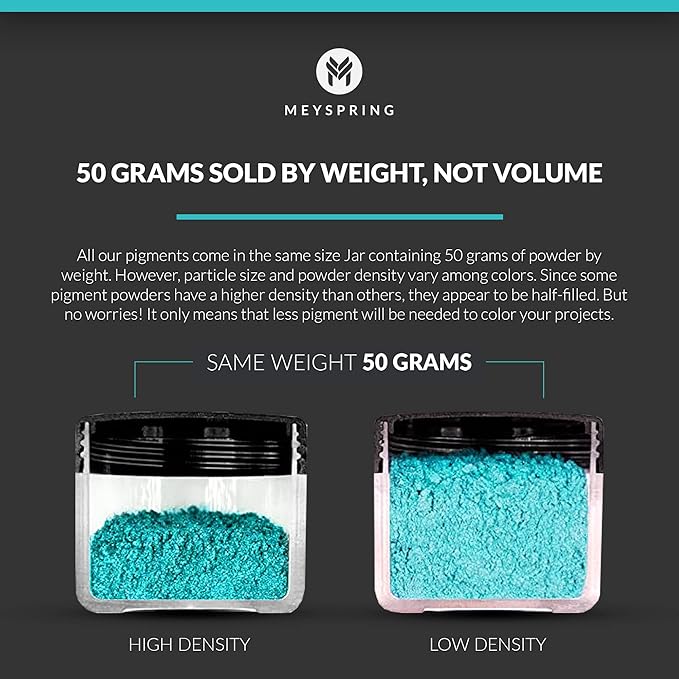 MEYSPRING Turquoise Blue Mica Powder - 50g - Epoxy Resin Color Pigment - Teal Mica Powder for Resin Ocean Art, River Tables, Woodworking - Cosmetic Grade