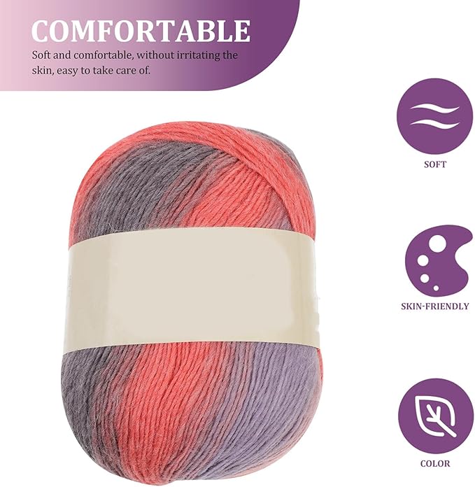 PRETYZOOM Gradient Multicolor Wool Knitting Yarn Medium Weight Handwoven Thread for Knitting Crocheting Blankets Socks DIY Craft Supplies