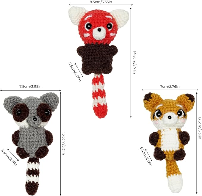 MOREJMTT Crochet Kit for Beginners, Crochet Animal Kits,Crocheting Kit for Starters with Step-by-Step Video Tutorials, Knitting kit (3Pack Forest Animals)