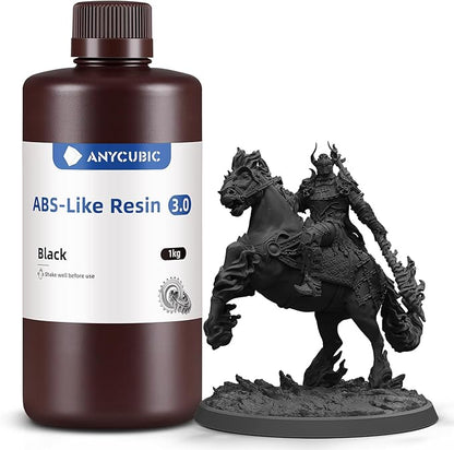 ANYCUBIC 3D Printer Resin, ABS-Like 3.0 Resin for 8K/14K/16K 3D Printing, Strong Strength, High Precision, Low Odor, Wide Compatibility for All LCD Resin 3D Printers (Black, 1kg)