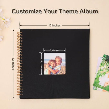 Scrapbook Photo Album 12x12 Inches 80 Pages Hardcover Kraft Paper Linen Cover Scrap Book Memory Book DIY Scrapbook Albums for Wedding Baby Boyfriend Travel Anniversary Family, Black