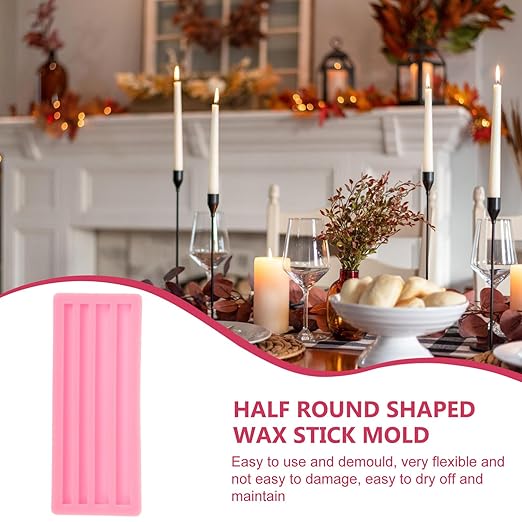 EXCEART Half Round Silicone Wax Stick Mold 6.38X2.56 Inch for Candle Making DIY Wax Seal Stick Mold Versatile Silicone Molds Candles for Home Craft Projects