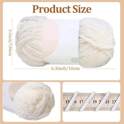 Xinnun 12 Skeins 1116 Yards Chenille Velvet Soft Thick Plush Yarn Bulk for Crocheting Knitting Blanket DIY Weaving Craft, 6mm, 3.5 Oz/Skein(Elegant Color)