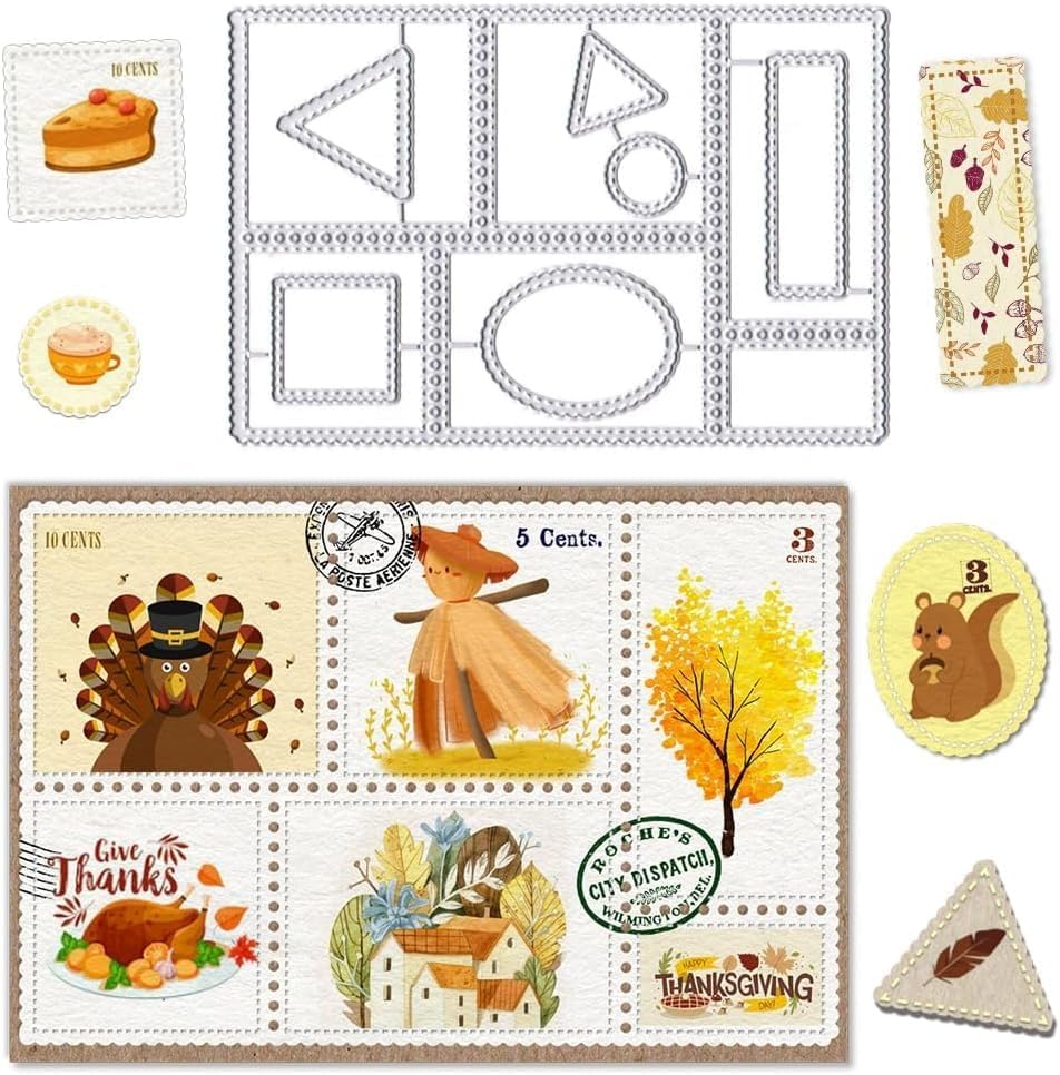 Lapoo Cutting Die for Scrapbooking, 3D Backgrounds Frame New Cutting Dies DIY Album Card Making Decor Paper Craft Metal Die Cuts Party Decorations (Postage Stamp 5.4 x 3.6 in) - Image 3