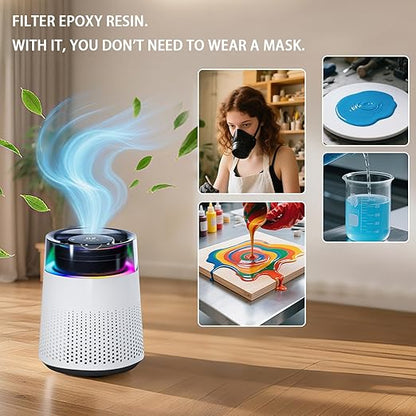 Epoxy Resin air Purifier, with Filter Element Purifier with Night Light Mode, Resin molding and Casting air Filtration System, epoxy Tool Accessories consumables