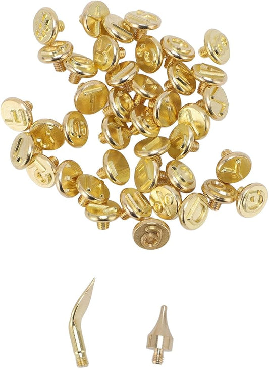 Aqur2020 Wood Burning Tools Number Letter Set 43 Pieces Wood Burning Tool Kit for DIY Crafts Easy to Use for Beginners and Professionals