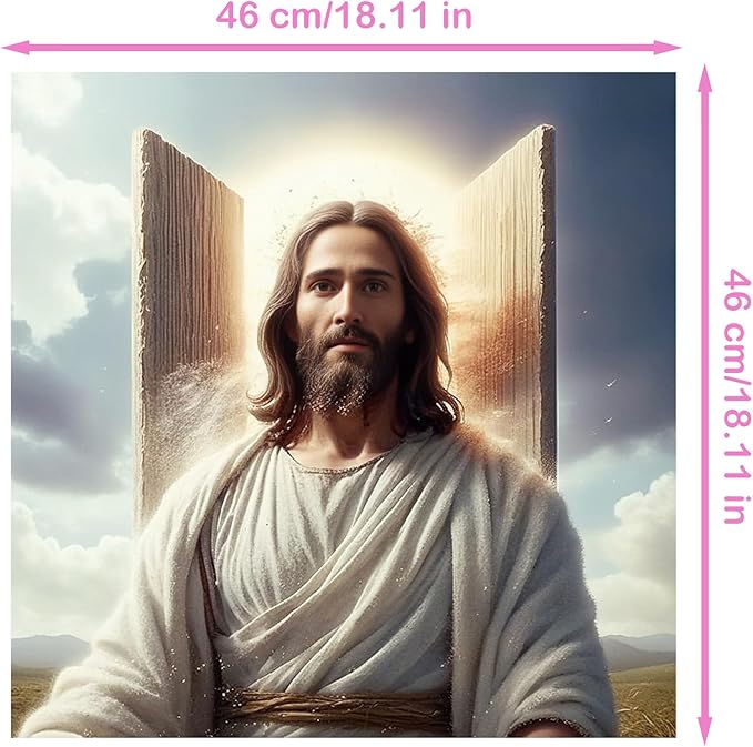 57lilina Stamped Cross Stitch Kits - 11CT Jesus Easy Pre Printed Cross-Stitch Patterns for Adults, Advanced Embroidery Kit for Beginners, 18x18 Inch DIY Crossstitch Crafts for Wall Decor or Mom Gifts
