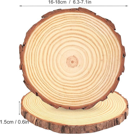 11 PCS 6.3-7.1 Inch Natural Wood Slices, Unfinished Pine Wood Circles with Barks for Coasters, DIY Crafts, Christmas Rustic Wedding Ornaments and Centerpieces,by GNIEMCKIN.