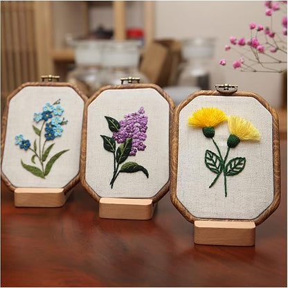 Maydear 3 Sets Embroidery kit for Beginners Adults,Embroidery Kit Punch Needle Kit Cross Stitch Kits with Embroidery Hoop and Instructions,Hand Embroidery Starter Kit (A)