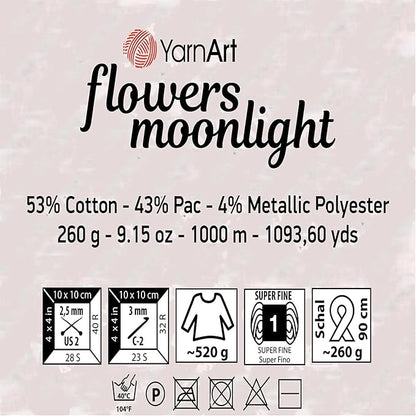 2 Skein Yarn Art Flowers Moonlight Yarn 53% Cotton 43% Acrylic 4% Metallic Polyester, 260gr 1094yds Multicolor Cotton Yarn Rainbow Crochet Yarn Spring Summer Fine-1 Top 10 Most Used Colors (3268)