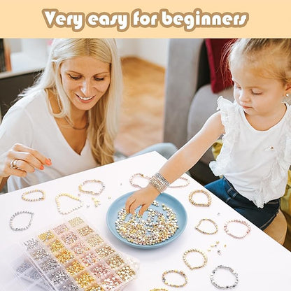 Gold Spacer Beads 2160 Pieces Bracelet Beads for DIY Jewelry Making(Gold, Sliver, Rose Gold, KC Gold)
