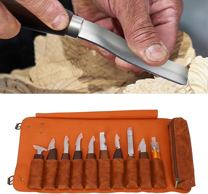 WALFRONT Wood Working Carving Tools High Hardness Wood Whittling Kit Walnut Deepen Insert Handle Scraper for Beginner Adults DIY
