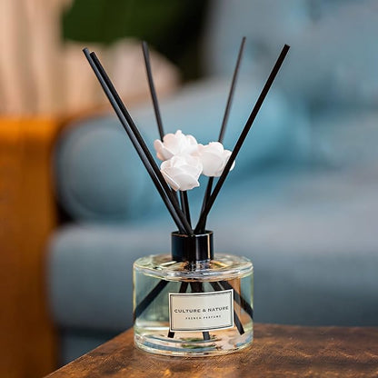CULTURE & NATURE Reed Diffuser Set 6.7oz (200ml) Magnolia Scented Diffuser with Sticks Home Fragrance Reed Diffuser for Bathroom Shelf Decor