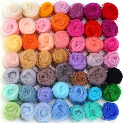 MOMODA BAODLON 50 Colors Fibre Wool Yarn Roving for Needle Felting Hand Spinning DIY Craft Materials