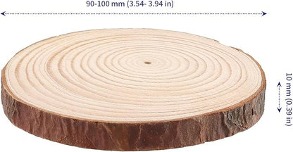SOUJAP 100Pcs 3.5-4 Inch Natural Wood Slices, Unfinished Wooden Slices with Tree Bark, Wood Log Discs Circles for DIY Crafts, Centerpieces