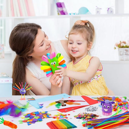 Phinus Craft Supplies Set - 9 Types of Arts & Crafts Materials, Unisex, 1000+ Pcs Kit, Suitable for Classroom, Family, Party, DIY, Art Creation & Decoration