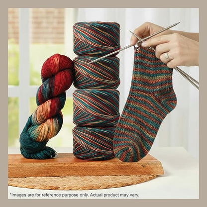 KnitPro Symfonie Hand Dyed Yarn | Extra Fine Merino Wool & Polyamide Blend for Knitting & Crocheting, Fingering Weight, Oeko-TEX Certified 400m, 100g Skein | Terra Variegated Old Delhi