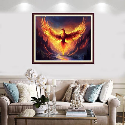 Foxnyart Stamped Cross Stitch Kits Full Range of Embroidery Needlework Starter Kits for Beginners Adults 11CT Embroidery Patterns Art Crafts DIY Needlepoint Kit-Lucky Fire Phoenix 16x20 inchs