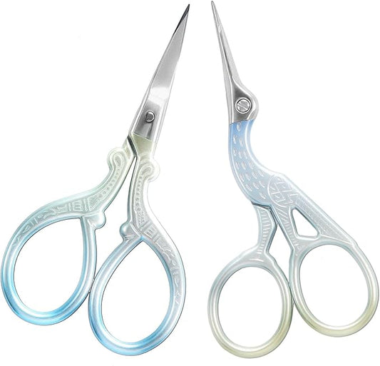 AQUEENLY Embroidery Scissors 2 Pcs Small Sewing Scissors Sharp Stainless Steel 3.6 Inches for Artwork, Threading, Needlework, Crochet