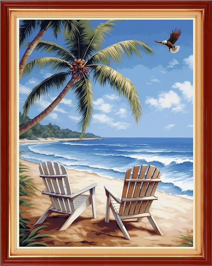 Dooxvey Cross Stitch Kits for Adults Stamped Full Range of Embroidery Starter Kits for Beginners 11CT Printed Cross Stitch Patterns Needlepoint Kits Stamped Crossstitching-Rest by Seaside 16x20 inch