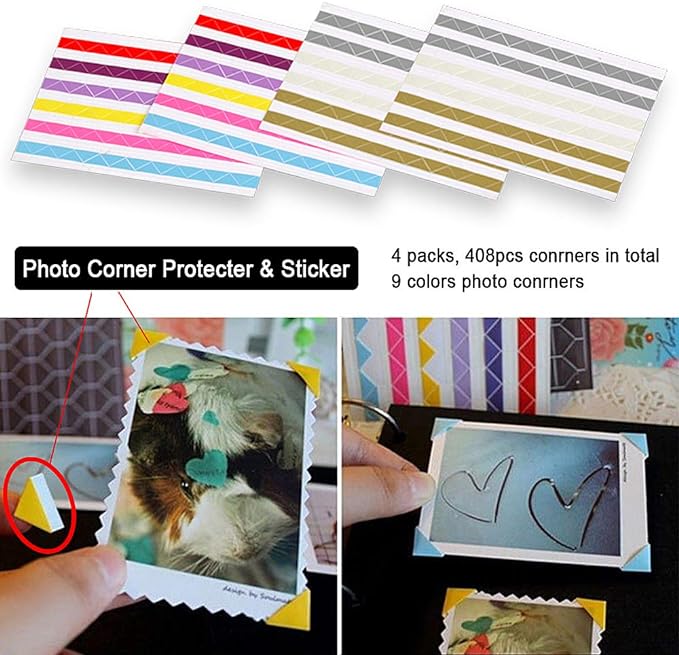 ADVcer Photo Album DIY Scrapbook 10x10 inch 50 Pages Double Sided, Vintage Leather Cover Three-Ring Binder Picture Booth + 408pcs Self Adhesive Photos Corners for Memory Keep (Family Tree Brown Sugar)
