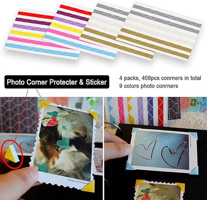 ADVcer Photo Album DIY Scrapbook 10x10 inch 50 Pages Double Sided, Vintage Leather Cover Three-Ring Binder Picture Booth + 408pcs Self Adhesive Photos Corners for Memory Keep (Family Tree Brown Sugar)