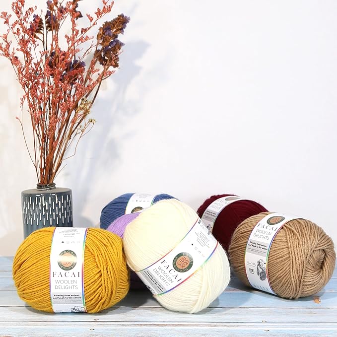 Facai Blend Merino Wool Yarn for Knitting - Worsted Weight,197yds (3.5oz) Ball, Ideal for Sweaters, Scarves, and Accessories (1, Milky White)