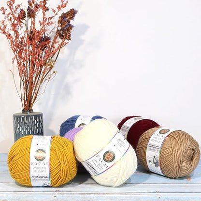 Facai Blend Merino Wool Yarn for Knitting - Worsted Weight,197yds (3.5oz) Ball, Ideal for Sweaters, Scarves, and Accessories (3, Tuscan Sun)