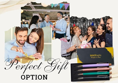 InnoBeta Monogrammed Gifts Ballpoint Pen Set of 4, Initial Letter Gifts for Housewarming, Birthday, Thanksgiving, Christmas - X