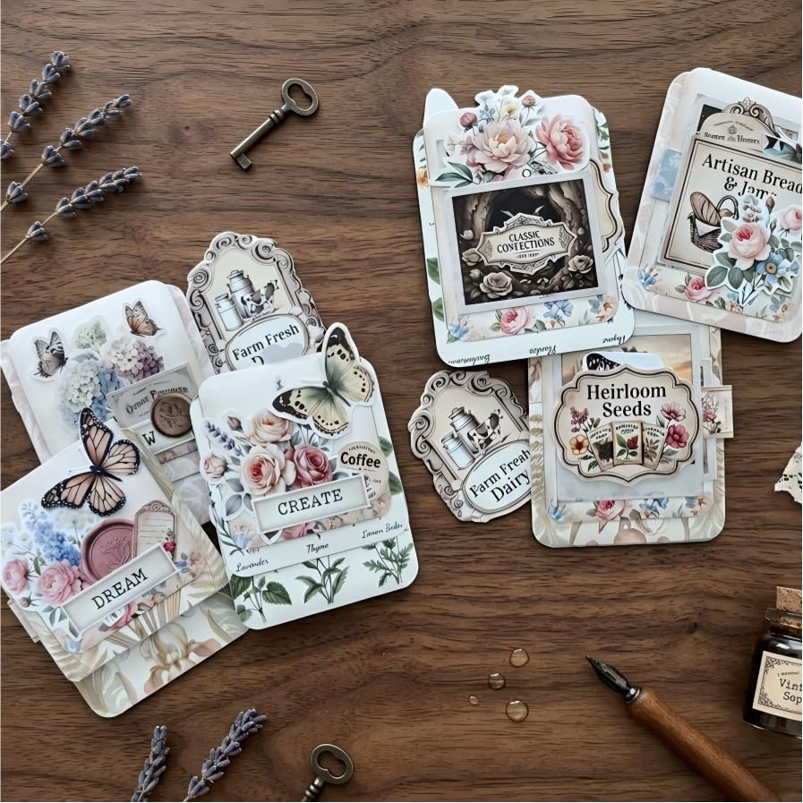 Countryside Whispers Junk Journal Folio Kit, Vintage Scrapbook DIY Handcraft Supplies, Creative Mini Folder & Booklet Making Set for Handmade Art Projects by Unknown