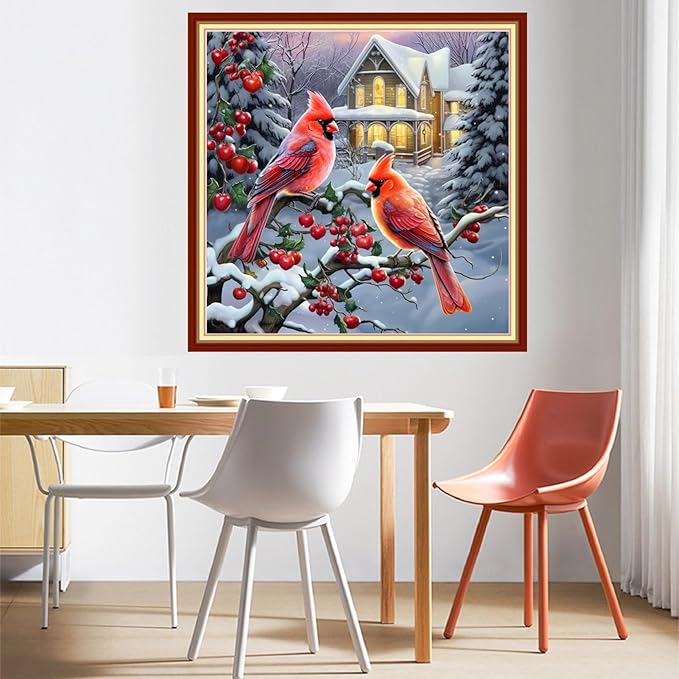 DMCVIVR Stamped Cross Stitch Kits for Beginners Adults Needlepoint Kits for Beginners Embroidery Kits for Adults Crossstitch Kit for Beginners 11CT-Two parrotbirds 18x18 inchs