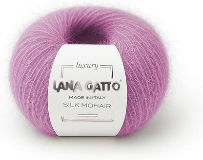 Silk Mohair Luxury Yarns, Premium and Soft Blend for Knitting, Made in Italy(Pink - 30484, 10)