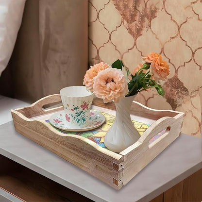 DIY Diamond Art Wooden Tray Kit, Food Tray with Handle Diamond Painted Table Decoration Tray, for Breakfast, Bar Dinner Table Diamond Dots Gem Painting Art Set for Beginners (#01-Sunflower)