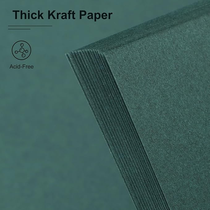 Scrapbook Album 8x8 Inches Photo Album Hardcover Kraft with Window Scrap Book Blank Memory Book for Baby Wedding Guest Book Couples Graduation Travel DIY Anniversary, 40 Pages Green