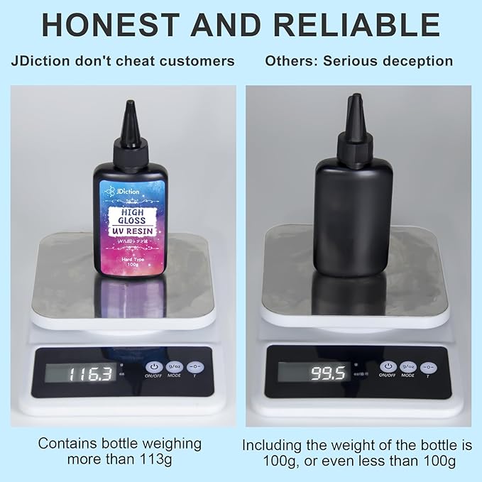 JDiction UV Resin, 300g High Gloss UV Resin Clear Solar Cure Sunlight Activated Glue Hard UV Resin Kit for Jewelry Making, Casting and Coating, DIY Crafts, Resin Art Supplies