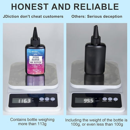 JDiction UV Resin, 300g High Gloss UV Resin Clear Solar Cure Sunlight Activated Glue Hard UV Resin Kit for Jewelry Making, Casting and Coating, DIY Crafts, Resin Art Supplies