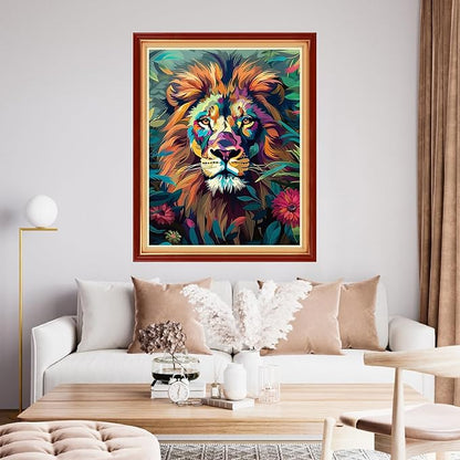 Funchey Stamped Cross Stitch Kits, DIY Cross Stitch Pattern for Adults Beginners Needlepoint Kits Embroidery Kit Arts and Crafts 11CT&Abstract Lion 16x20 inchs