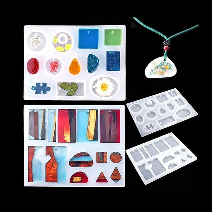 Srutueo 148 Pieces Resin Jewelry Making Kit, Silicone Casting Mold for Beginners with Molds, Resin Kits and Tools Set