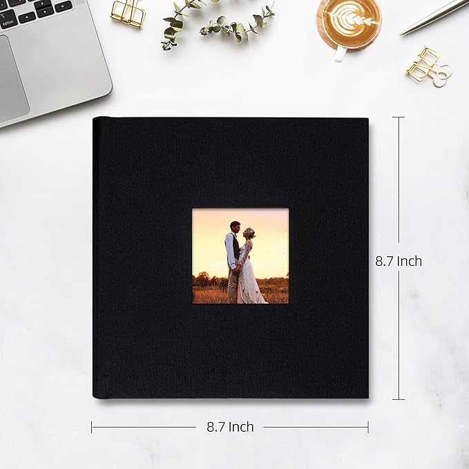 Mublalbum Photo Album 4x6 200 Photos Linen Cover with Memo Areas Photobook Pictures Book for Wedding Family Baby and Vacation (Black)