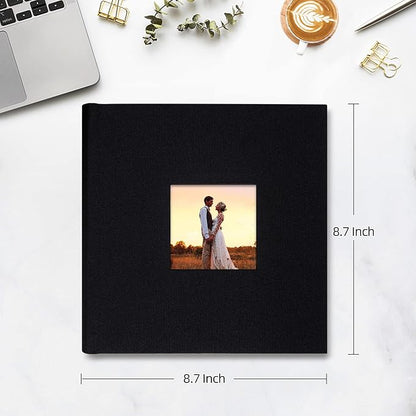 Mublalbum Photo Album 4x6 200 Photos Linen Cover with Memo Areas Photobook Pictures Book for Wedding Family Baby and Vacation (Black)